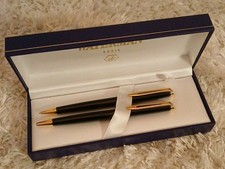 Waterman Paris Black/Gold Tone Ballpoint Pen Pencil Set picture