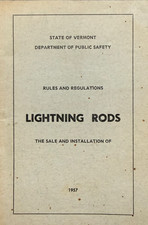 Vintage 1957 Vermont Public Safety Rules Regulations LIGHTNING RODS Booklet VT picture