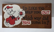 Vtg 1950s Disney Donald Duck Disneyland Art Corner Wall Plaque Sign 12.5