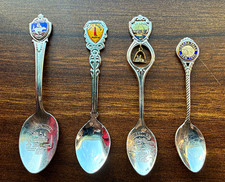 Vintage USA Souvenir Spoon Lot 4 Enamel Boston York Beach St Louis Niagara Falls picture