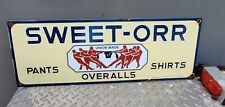 VINTAGE SWEET-ORR PORCELAIN SIGN TEXTIPE OVERALL CLOTHING UNION OIL GAS STATION picture