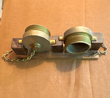 Vintage Joseph G pollard Caps/Plugs w/ Chains on Wood Holder, Pair (2 pcs) picture