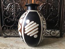 Chulucanas Peru Pottery Vase Large Signed Vintage Pot Peruvian Abstract Rare picture