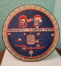 VINTAGE AMERICAN PRESIDENTS AT- A- GLANCE WHEEL CHART/VOLVELLE  1930's, 10