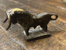 Bronze Bull Figurine Collectible Metal Sculpture Statue Antique Early 1900s 3x2” picture