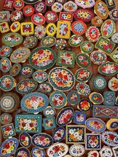 110 Antique & Vintage Italian Micro Mosaic Pill Boxes Lot 1880s–1970s Grand Tour picture