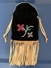 Iroquois Native American Beaded Drawstring Tobacco  Bag picture