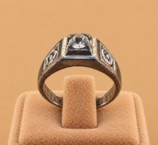 RARE ANCIENT AMAZING RING ROMAN SILVER COLOR ENGRAVED BEAUTIFUL STONE AUTHENTIC picture