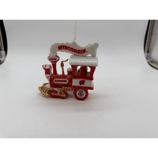 Vintage Wisconsin Badger Ceramic Train Santa Christmas Ornament 2006 picture