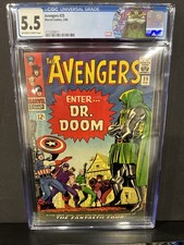 THE AVENGERS 25 CGC 5.5 1966 MARVEL 1ST DR DOOM BATTLE COVER Custom DrDoom Label picture