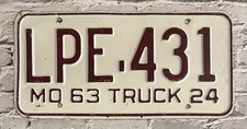 1963 Missouri TRUCK License Plate LPE-431 picture
