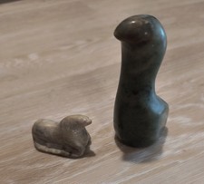 Two Small Alaskan Inuit Carvers Stone Figurines picture