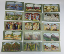 Lot of 15 Vintage Color Keystone Stereoview Cards World Travel Scenic Landmarks picture