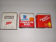3 Vintage Pumpkin Pie Spice Tins McCormick, Tone's & French's Brand Spice picture