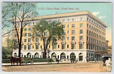 1911 OLIVER HOTEL SOUTH BEND INDIANA HORSES & WAGON ANTIQUE POSTCARD picture