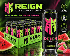 REIGN Total Body Fuel Watermelon Sour Gummy 16 fl oz 12 Pack Energy Drink picture
