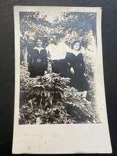 1920s Antique RPPC Postcard Family Garden Group Portrait Trio picture