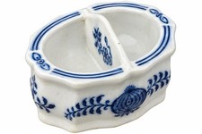 Vintage Blue Onion Zwiebelmuster Divided Salt Pepper Cellar Czechoslovakia picture