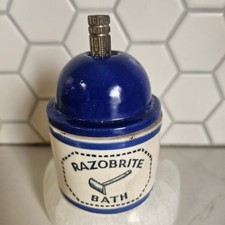 Vintage RAZORBRITE BATH Stoneware Safety Razor Bath Cleaner & Ever-ready Razor picture