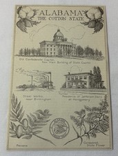 1919 book leaf print ~ ALABAMA The Cotton State picture