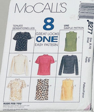 Easy McCall's Pattern 8277 Size S 8-10 Shirts Top Sleeve Neck Choice 8 Looks picture