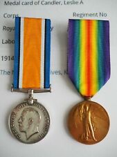 WW1 Medal Pair - 37068 DVR. L. A. CANDLER. R. A. picture