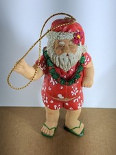 VTG Hawaiian Designer Christmas Ornament Island Heritage Shaka Santa #13099 picture