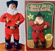 1999 Holly Jolly Rock Animated Musical Dancing Cowboy Santa Claus Alan Jackson picture