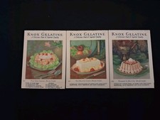 Lot Of 3 Vintage 1929 Knox Gelatin Folding Recipe Cards - Excellent Condition picture
