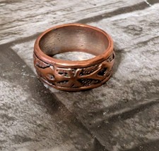 Beautiful Etched Solid Copper Ring Sz8 picture