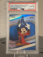 2025 Topps Chrome Disney #190 Sorcerer's Apprentice Mickey BLUE /150 PSA 10🔥 picture