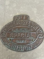 ANTIQUE THOMAS PERRY & SON SAFE MAKER'S PLAQUE – BILSTON, ENGLAND picture