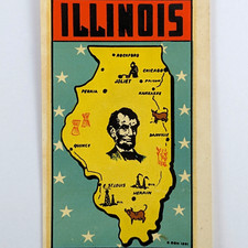 Vintage Window Transfer Decal Illinois Abraham Lincoln 1951 Ozark Gift House picture