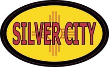 4 x 2.5 Oval New Mexico Flag Silver City Sticker Car Truck Vehicle Bumper Decal picture