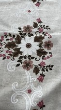 Vintage 70s Floral Border Print Fabric Daisy Retro Cottagecore Boho 60x70 Mauve picture