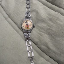 Vintage 1930s Ingersoll Mickey Mouse Watch w/ Character Band - Not Running picture