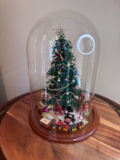 Vintage Westrim Beaded Christmas Tree W/Glass Dome Decorated Toys Gifts 12.5