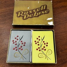 Vintage Playing Cards Two Decks Red Berries Gold Silver Incomplete picture