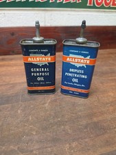 CR4- 2 Vintage 1950s ALLSTATE Oil Can 4oz lead top Handy Oilers picture