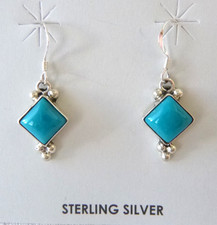 NWT  Navajo Sharon McCarthy  Kingman Turquoise Drop Earrings 925 Sterling Silver picture