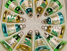 Lot Vintage Glass Assorted BELL w Copper Clapper Christmas Ornaments W Germany picture