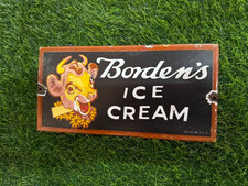 Borden's Ice Cream Porcelain Advertising Sign 8'' Inches picture