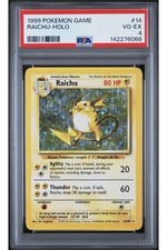1999 WOTC Pokemon Base Set unlimited Raichu holo holofoil #14/102 PSA 4 picture