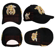 Masonic Shriner Black Cap - Handcrafted with Camel Emblem Rhinestones & Bullions picture