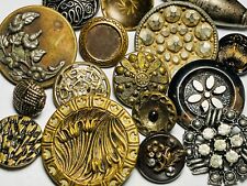 Antique Vintage Large Lot Of Mostly Victorian Metal Buttons Flowers Pictures Etc picture