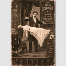 Magicians Illusionists Vintage Traveling Show Levitation Photo Print Oddity Odd picture