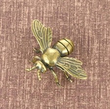 1pc Solid Brass Bee Figurine Antique Copper Desk Decor Collectible Gift - NEW*** picture