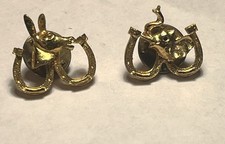 Vintage 1968 Gulf Oil Republican Elephant & Democratic Donkey Political Pins picture