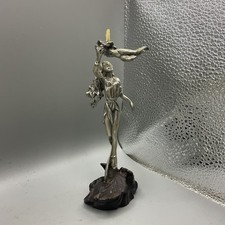 vintage fantasy pewter figurine of a fairy holding a child 6” picture