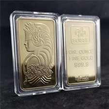 1PC color Gold Bar Replica Souvenir Collectible Metal Bullion Style Gift Decor picture